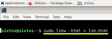 lshw generate hardware report in html