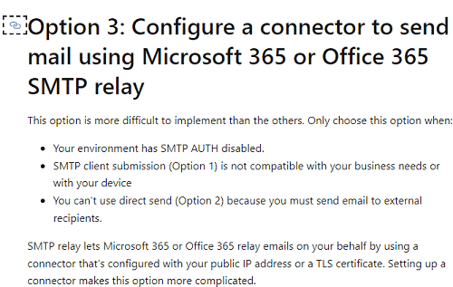 office 365 docs to set up SMTP Relay
